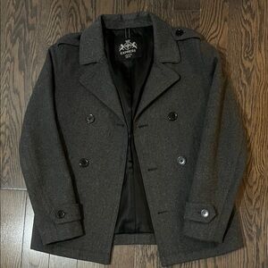 Express Charcoal Double-Breasted Peacoat